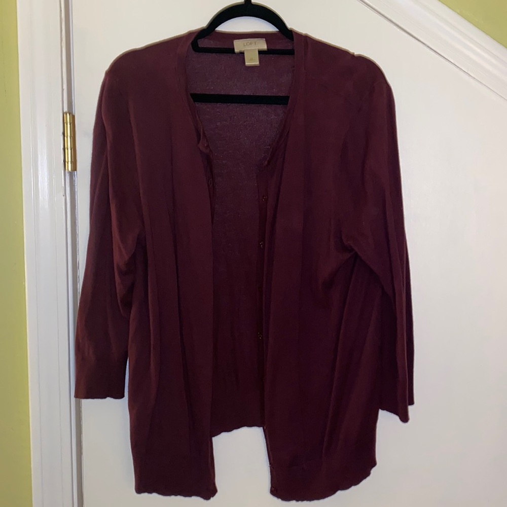 LOFT size XL maroon button up cardigan